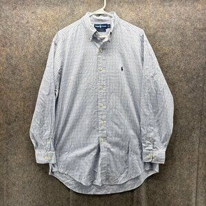 Vintage Ralph Lauren Shirt Mens 15.5 Blue Button Down Yarmouth Oxford Pinpoint